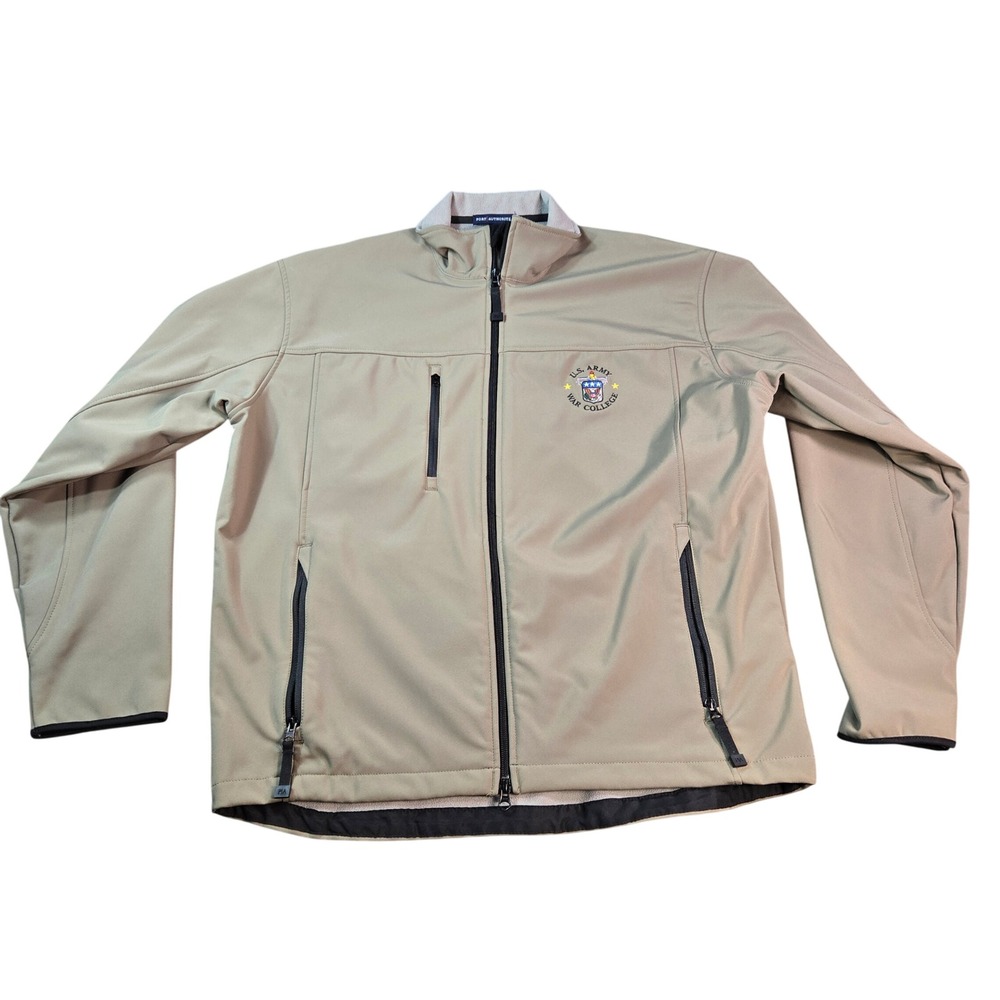 Port Authority US Army War College Softshell Jacket Men's XL Tan Khaki Full Zip